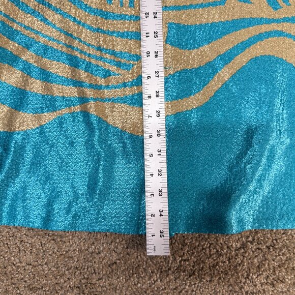 Chico's By Travelers Rev Crushed Zebra Duster Womens 3 Turquoise Gold Open Front - Picture 9 of 15